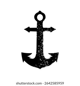 Black Anchor Icon with Distressed effect