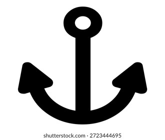Schwarzes Ankersymbol in einem einfachen und minimalen flachen Design. See- und Seesymbol für Stabilität, Sicherheit und Seefahrt. Geeignet für Logos, Apps, Websites, Tattoos und Designs mit Meeresthemen