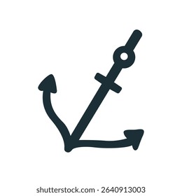 Black Anchor Icon Vector Illustration for Nautical and Marine Design