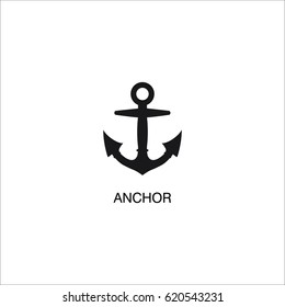 Black anchor icon vector illustration.