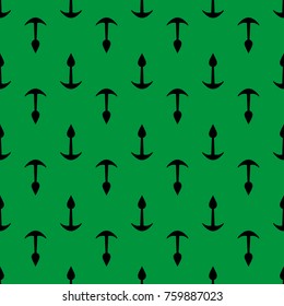 Black anchor seamless pattern on green background . Fashion graphic design. Template for prints, textile, wrapping and decoration, wallpaper. Vector illustration.