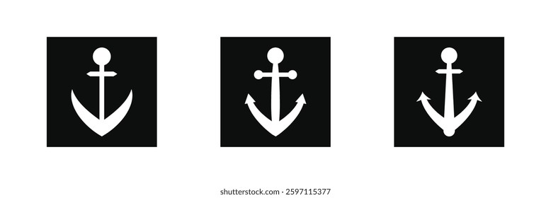 Black anchor silhouette. Anchor icon.