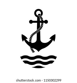 Black anchor vector icon, isolated object on white background,