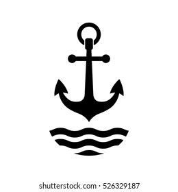 Black anchor vector icon, isolated object on white background,