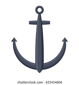 Black anchor, vector illustration in flat style