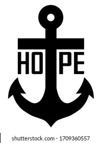 Black anchor, vector object, hope