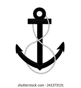 Black anchor vector, ship anchor, vintage anchor, isolated on white