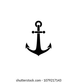 Black anchor vector simple icon. Nautical maritime illustration. sea and ocean symbol.
