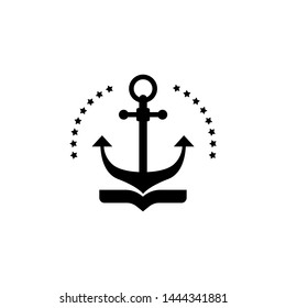 Black anchor vector simple icon. Nautical maritime illustration. 