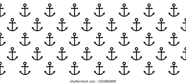 Black anchors seamless line pattern banner. Funny pirate, pirates sign. Flat vector sea symbol sign. Anchor for ship, boat maritime pictogram. Happy halloween party.