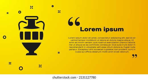Black Ancient amphorae icon isolated on yellow background.  Vector