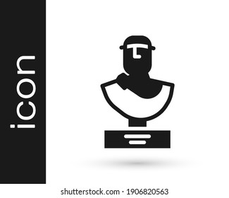 Black Ancient bust sculpture icon isolated on white background.  Vector