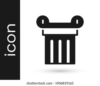 Black Ancient column icon isolated on white background.  Vector