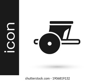 Black Ancient Greece chariot icon isolated on white background.  Vector