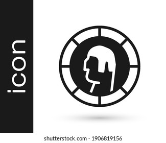 Black Ancient Greek coin icon isolated on white background.  Vector