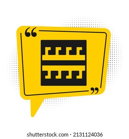 Black Ancient Greek pattern icon isolated on white background. Yellow speech bubble symbol. Vector