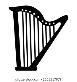 Black Ancient Harp Symbol Logo Vector Design