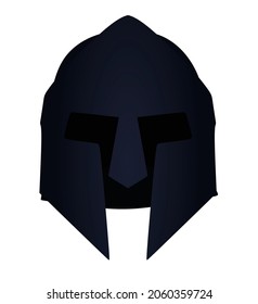Black ancient helmet. front side. vector