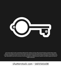Black Ancient key for game icon isolated on black background.  Vector Illustration