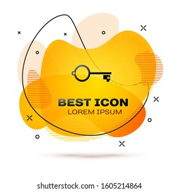 Black Ancient key for game icon isolated on white background. Abstract banner with liquid shapes. Vector Illustration