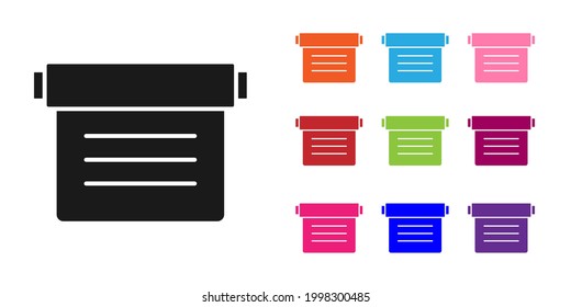 Black Ancient magic book with alchemy recipes and mystic spells and enchantments icon isolated on white background. Set icons colorful. Vector