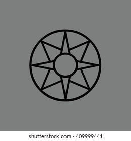 Black ancient symbol icon Star of Ishtar vector illustration. Gray background