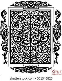 Black ancient vintage ornament on white background. Vector illustration