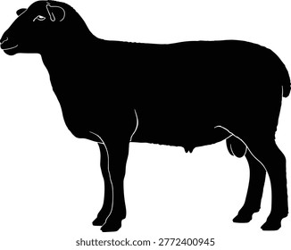 Black, and, white, sheep, silhouette, icon, livestock, farm, animal, vector, illustration, simple, farm, logo, isolated, on, white, background, ram, mutton
