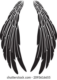 Black Angel Bird Feather Wings Illustration Vector