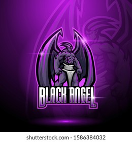 Black angel esport mascot logo design