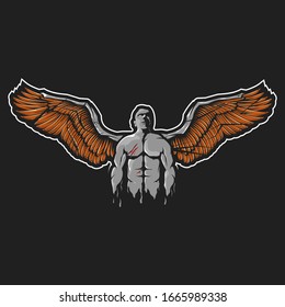 Black angel mascot logo logo design vector