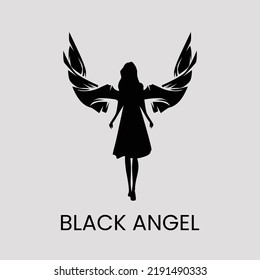Black Angel With Wing Silhouette
