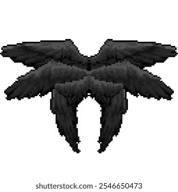 Black Angel Wings Pixel Art