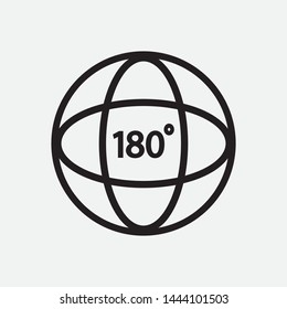Black angle 180 degree icon on gray background. Vector Illustration