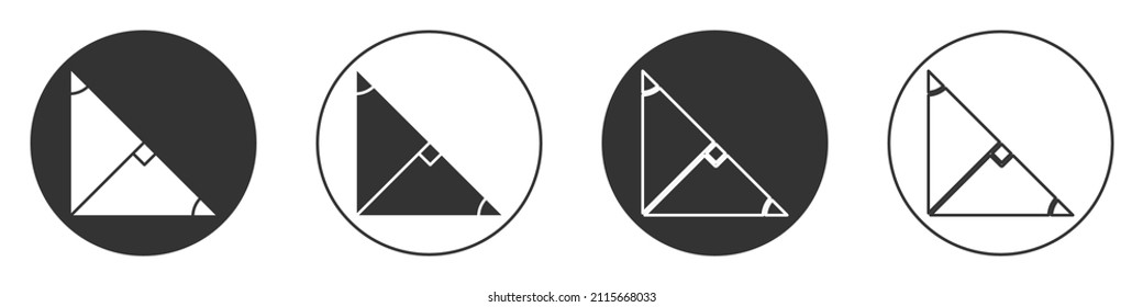 Black Angle bisector of a triangle icon isolated on white background. Circle button. Vector