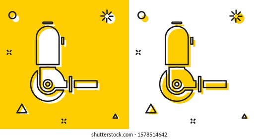 Black Angle grinder icon isolated on yellow and white background. Random dynamic shapes. Vector Illustration