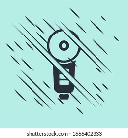 Black Angle grinder icon isolated on green background. Glitch style. Vector Illustration