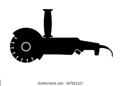 black angle grinder vector icon on white background