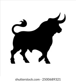 Black angry bull silhouette icon vector illustration design on white background.