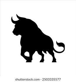 Black angry bull silhouette vector illustration design on white background.