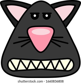Vector de gato de caricatura negro enojado
