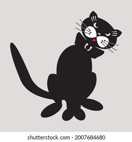 Cara negra de gato enojado con corbata de arco