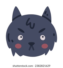 Black Angry Cat Muzzle as Halloween Night Party Element Vector Illustration
