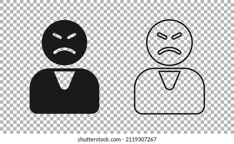 Black Angry Customer Icon Isolated On Transparent Background.  Vector