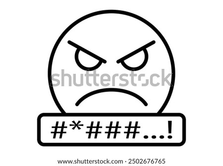 Black angry emoticon icon with graphical representation of insult