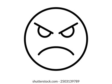 Black angry face emoticon icon