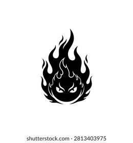Black angry flame face with eyes