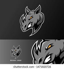 black angry rhino mascot sport esport logo template for streamer, team, gamer