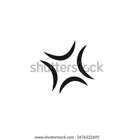 Black angry symbol vector in anime style. A minimalist icon for expressing rage and frustration. Ideal for web design, apps, stickers, and graphic art