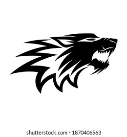 Black angry wolf sign on white background.